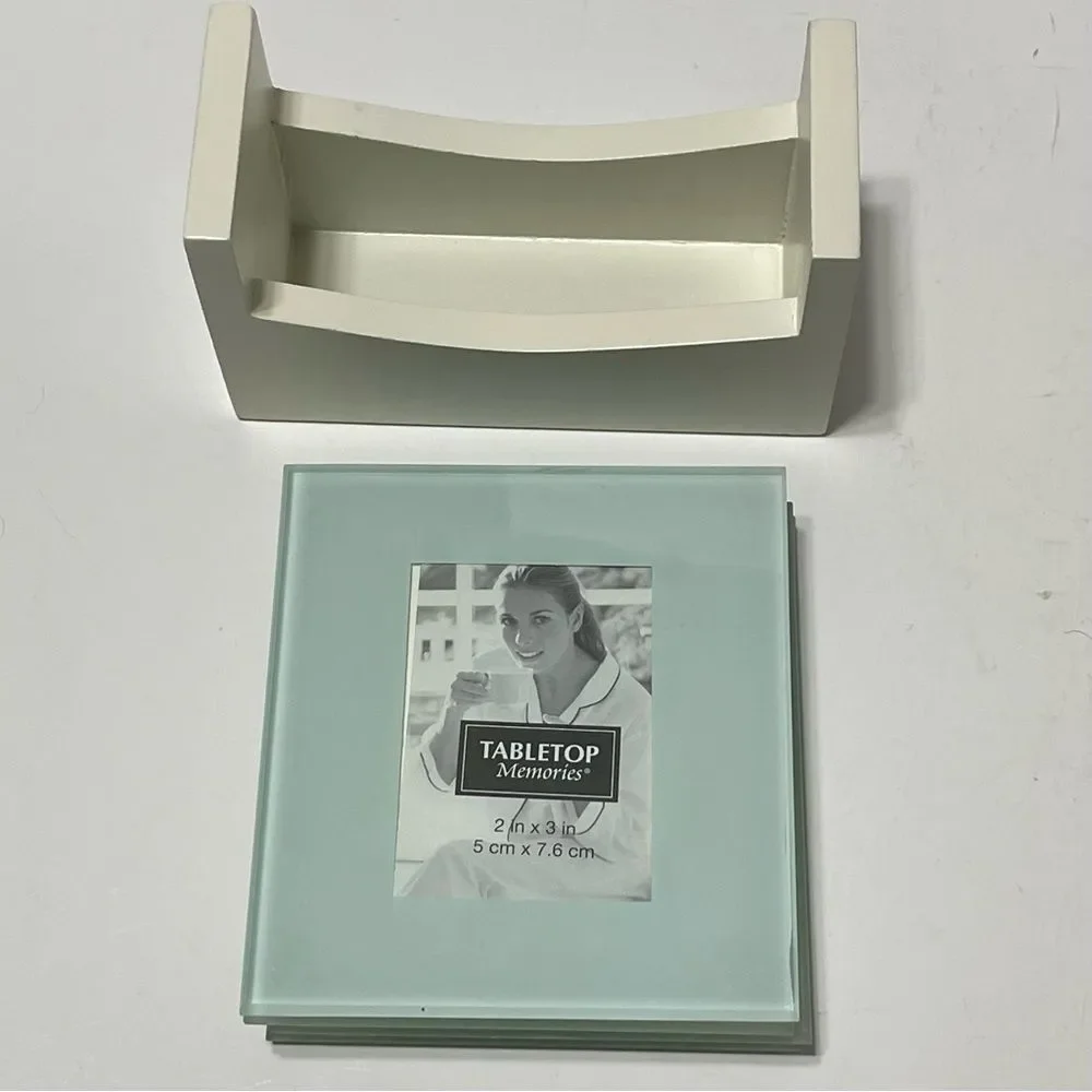 Tabletop Memories Glass Photo Coasters Holds 2